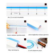 Neon Şerit Led 12 Volt Beyaz 50 Metre