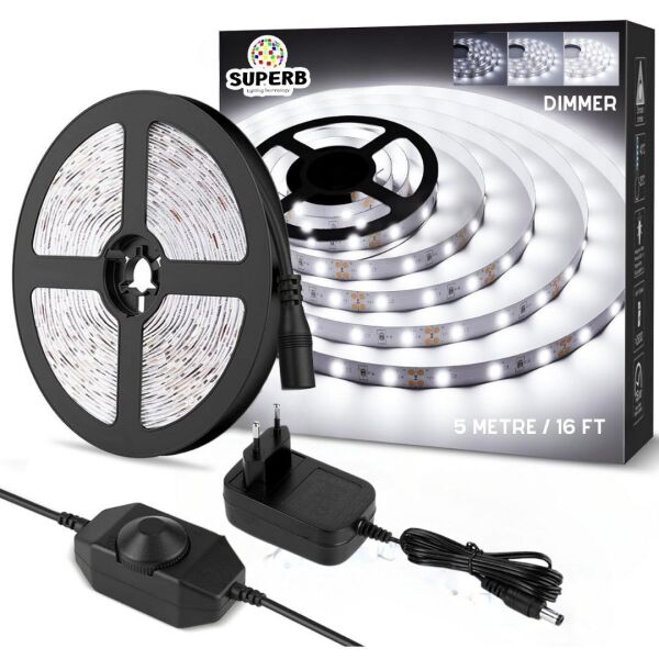 5 Metre Dimmer Anahtarlı Beyaz Işık Şerit Led Seti SB-6513