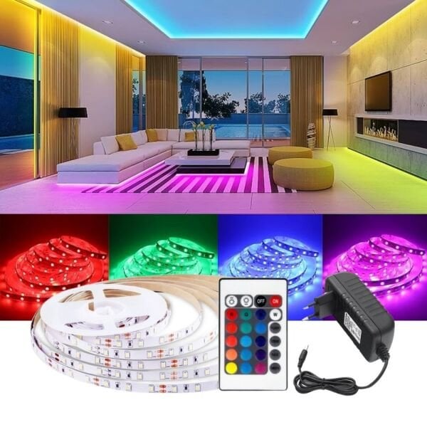 RGB Şerit Led Işık 16 Renk IR Kumandalı Set