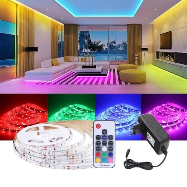 RGB Şerit Led Işık 20 Renk RF Kumandalı Set