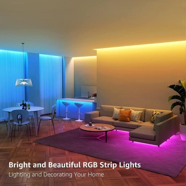 RGB LED Şerit Seti, 8 Renk Sese Duyarlı, Kumandalı, Müzik Senkronizasyonlu, Adaptörlü SB-6546