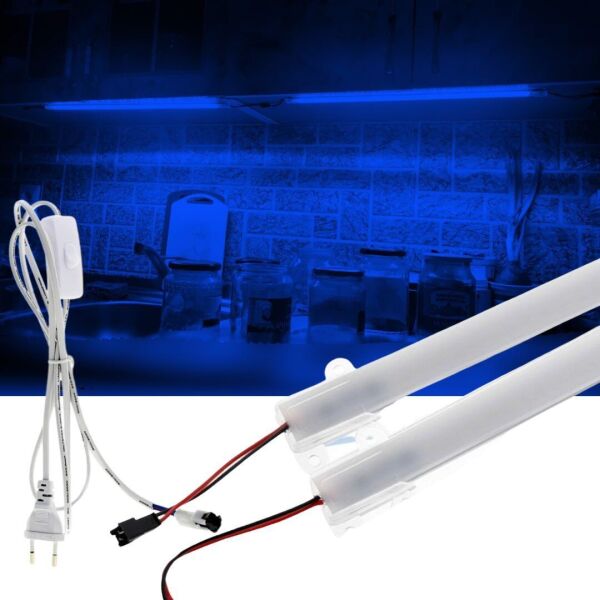 SB-6553 2 Adet 100 Cm 220v Şeffaf Çubuk Bar Led Mavi Işık ve Butonlu Fiş
