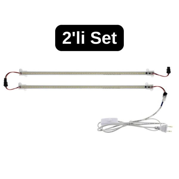 SB-6553 2 Adet 100 Cm 220v Opak Çubuk Bar Led Kırmızı Işık ve Butonlu Fiş