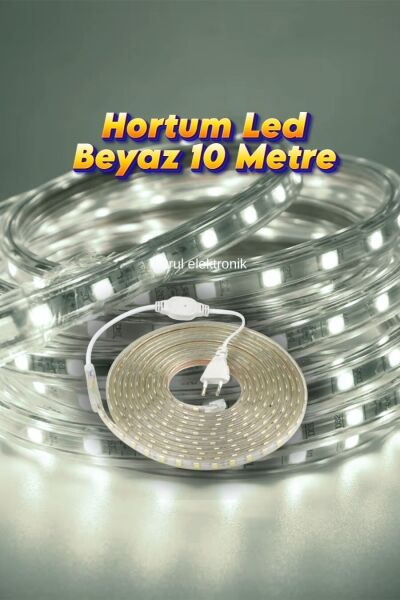 10 Metre Hortum Led Beyaz Işık Dış Mekan Fişli SB-6539