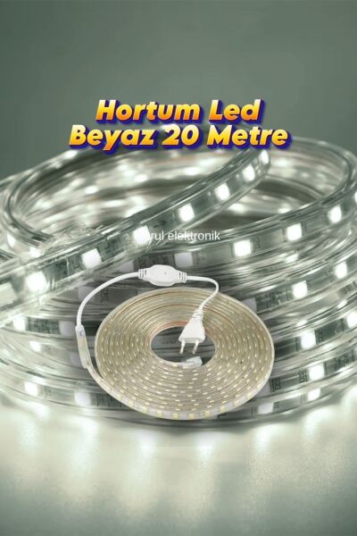 20 Metre Hortum Led Beyaz Işık Dış Mekan Fişli SB-6539
