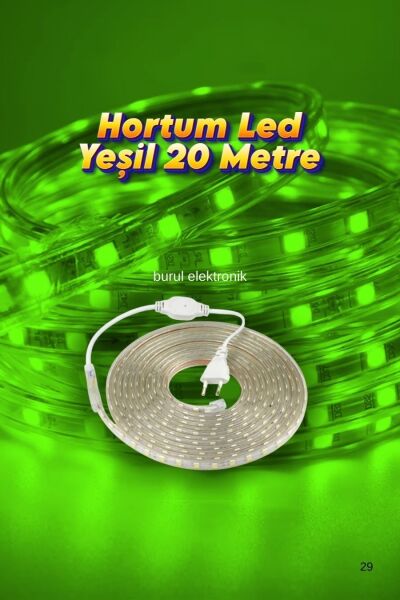 20 Metre Hortum Led Yeşil Işık Dış Mekan Fişli SB-6539