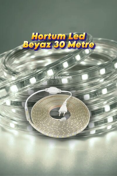 30 Metre Hortum Led Beyaz Işık Dış Mekan Fişli SB-6539