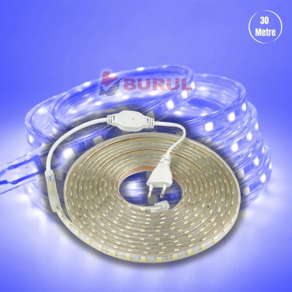 30 Metre Hortum Led Mavi Işık Dış Mekan Fişli SB-6539