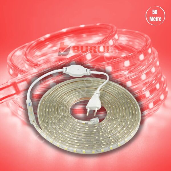 50 Metre Hortum Led Kırmızı Işık Dış Mekan Fişli SB-6539