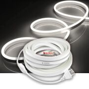 SB-6509 5 Metre Beyaz Işık Neon Led Şerit Dış Mekan Silikonlu Esnek Dekoratif Aydınlatma 220v Fişli
