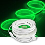 SB-6509 10 Metre Yeşil Işık Neon Led Şerit Dış Mekan Silikonlu Esnek Dekoratif Aydınlatma 220v Fişli