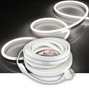 SB-6509 15 Metre Beyaz Işık Neon Led Şerit Dış Mekan Silikonlu Esnek Dekoratif Aydınlatma 220v Fişli