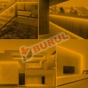 SB-6509 25 Metre Amber Işık Neon Led Şerit Dış Mekan Silikonlu Esnek Dekoratif Aydınlatma 220v Fişli