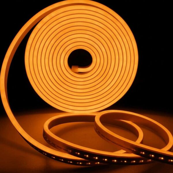 Amber Neon Şerit Led Fişli 220v Esnek Dış Mekan, Bahçe, Açık Alan Dekoratif Aydınlatma