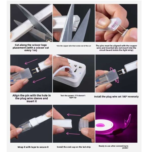 Kırmızı Neon Şerit Led Fişli 220v Esnek Dış Mekan, Bahçe, Açık Alan Dekoratif Aydınlatma