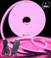 5 Metre Pembe Işık Esnek Neon Led Şerit Butonlu Dekoratif Aydınlatma Seti SB-6535