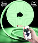 2.5 Metre Yeşil Işık Esnek Neon Led Şerit Dimmer Kumandalı Dekoratif Aydınlatma Seti SB-6538