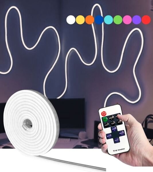 5 Metre Esnek Neon Led Şerit Dimmer Kumandalı Dekoratif Aydınlatma Seti