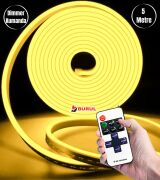 5 Metre Sarı Işık Esnek Neon Led Şerit Dimmer Kumandalı Dekoratif Aydınlatma Seti SB-6537