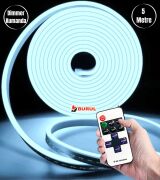 5 Metre Buz Mavisi Işık Esnek Neon Led Şerit Dimmer Kumandalı Dekoratif Aydınlatma Seti SB-6537