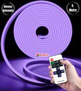 5 Metre Mor Işık Esnek Neon Led Şerit Dimmer Kumandalı Dekoratif Aydınlatma Seti SB-6537