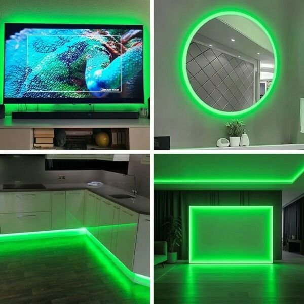 Neon Led Şerit Işık 5 Metre Dimmer Buton Dekoratif Ambiyans Aydınlatma Yeşil