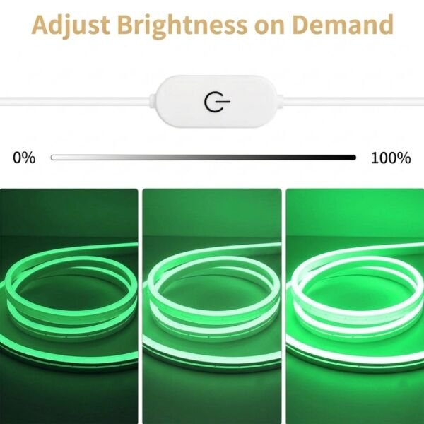 Neon Led Şerit Işık 5 Metre Dimmer Buton Dekoratif Ambiyans Aydınlatma Yeşil
