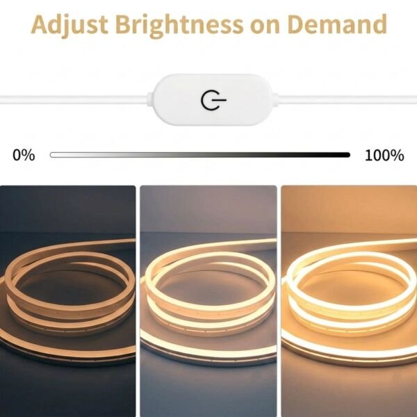 Neon Led Şerit Işık 5 Metre Dimmer Buton Dekoratif Ambiyans Aydınlatma Amber