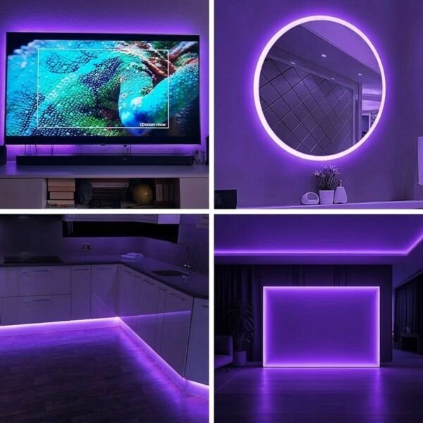 Neon Led Şerit Işık 5 Metre Dimmer Buton Dekoratif Ambiyans Aydınlatma Mor
