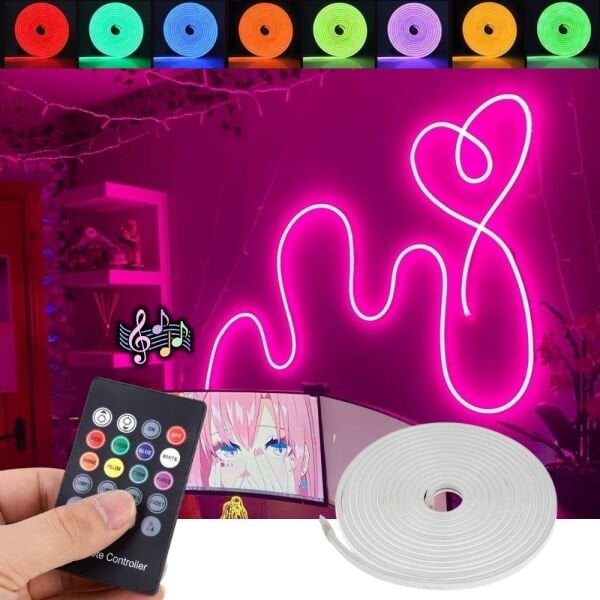 RGB Neon Led Şerit 8 Renk Sese Duyarlı Kumandalı