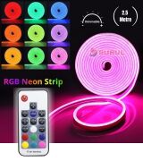 2.5 Metre 20 Renk RF Kumandalı Renk Değiştiren RGB Neon Led Şerit Işık Seti SB-6562