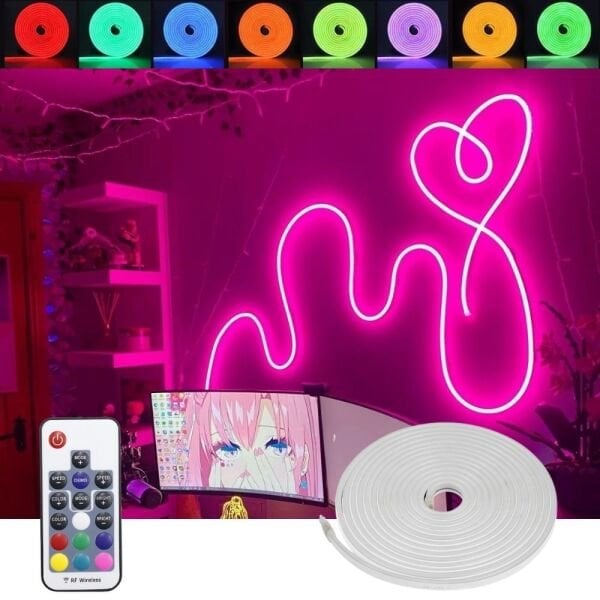 RGB Neon Led Şerit 20 Renk Rf Kumandalı