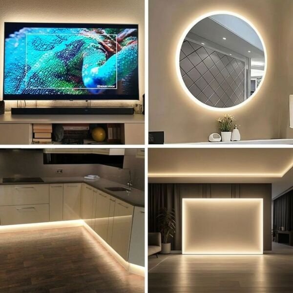 5 Metre Esnek Neon Led Şerit Dimmer Kumandalı Dekoratif Aydınlatma Seti Gün Işığı