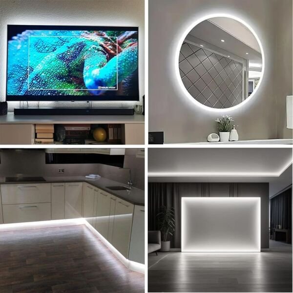 5 Metre Esnek Neon Led Şerit Dimmer Kumandalı Dekoratif Aydınlatma Seti Beyaz