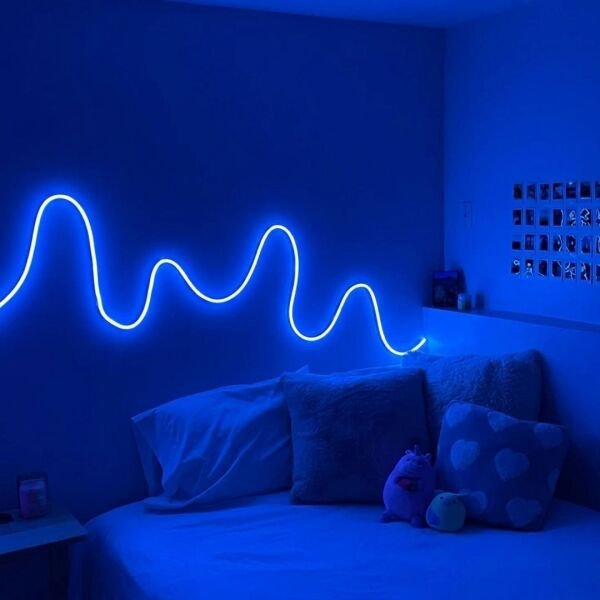 5 Metre Esnek Neon Led Şerit Dimmer Kumandalı Dekoratif Aydınlatma Seti Mavi
