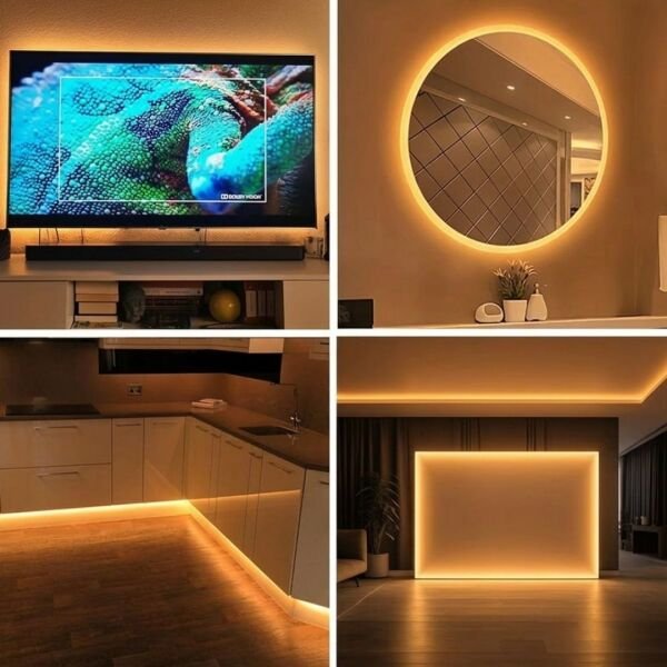 5 Metre Esnek Neon Led Şerit Dimmer Kumandalı Dekoratif Aydınlatma Seti Amber