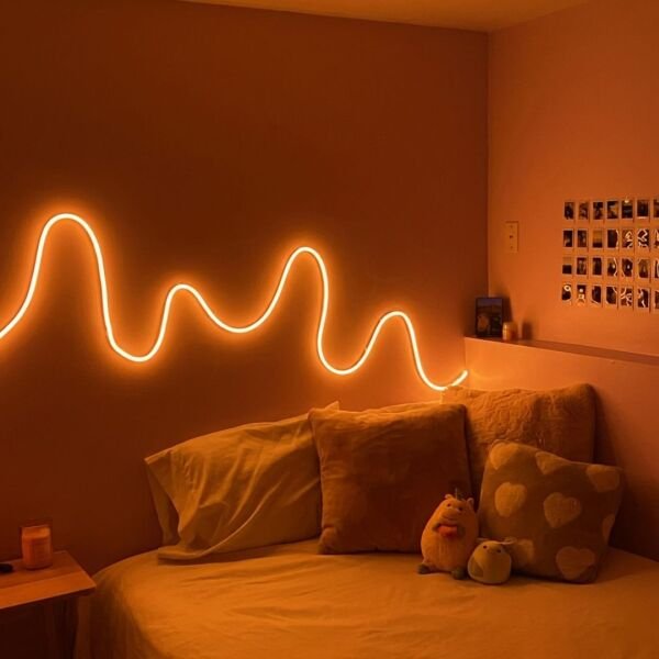 5 Metre Esnek Neon Led Şerit Dimmer Kumandalı Dekoratif Aydınlatma Seti Amber