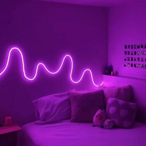 5 Metre Esnek Neon Led Şerit Dimmer Kumandalı Dekoratif Aydınlatma Seti Mor