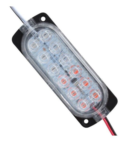 2.4w Mercekli Modül Led Kırmızı - Beyaz Yanıp Sönen Animasyonlu 12 Volt