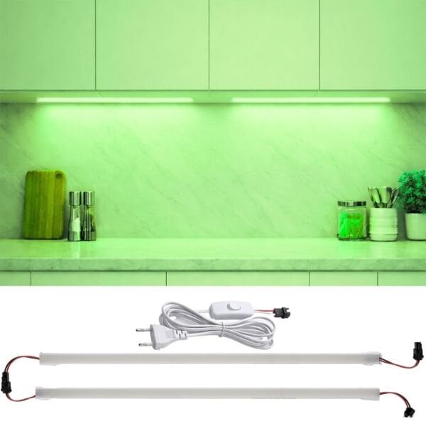 100 Cm Yüksek Lümen Fişli Bar Led Eklenebilir Opak Pvc Kasalı 2 Adet Yeşil