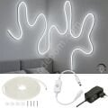 Esnek Neon Led Şerit Işık 5 Metre Beyaz Dimmer Buton Dekoratif Ambiyans Aydınlatma