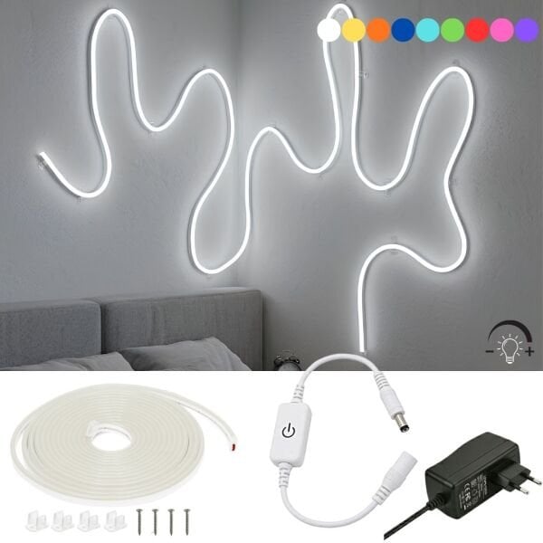 Neon Led Şerit Işık 5 Metre Dimmer Buton Dekoratif Ambiyans Aydınlatma