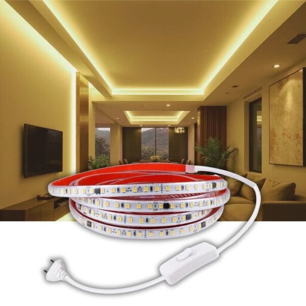 Gün Işığı Hortum Şerit Led Yapışkanlı 220v Yüksek Lümen Işık Anahtarlı ve Fişli