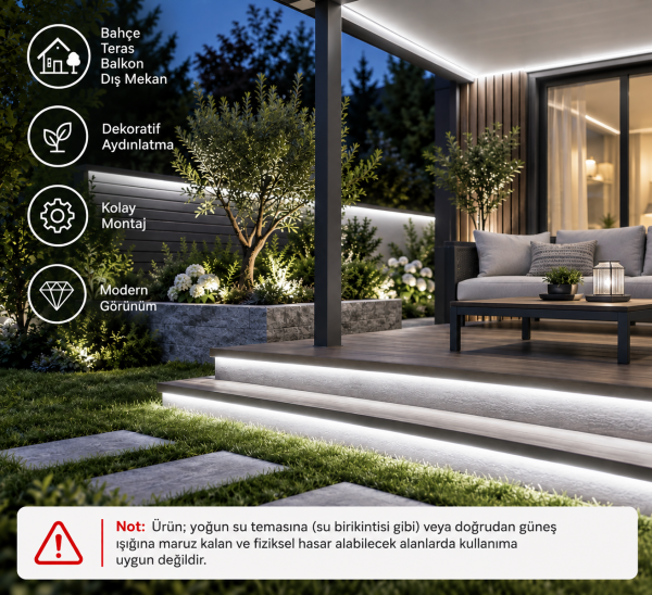 Şerit LED Beyaz 220V Yüksek Parlaklık, 120 LED/m, Tak Çalıştır, Fişli Anahtarlı, Silikonlu İç/Dış Mekan, Yapışkanlı, Mutfak, Tezgah Altı, Mobilya, Asma Tavan, Bahçe, SB-6508