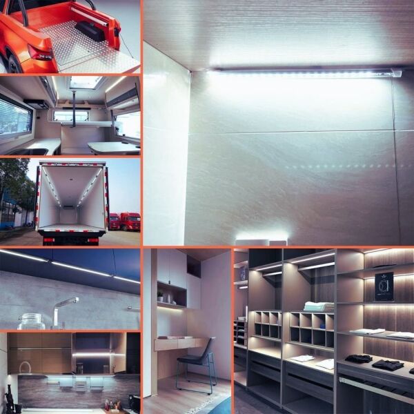 2 Adet Beyaz Işık Şeffaf Alüminyum Kasa Şerit Led Işık 12 Volt