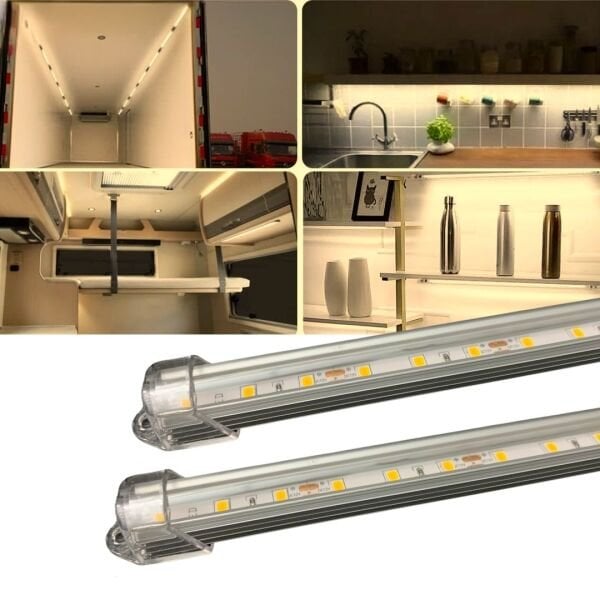 2 Adet Gün Işığı Şeffaf Alüminyum Kasa Şerit Led Işık 12 Volt