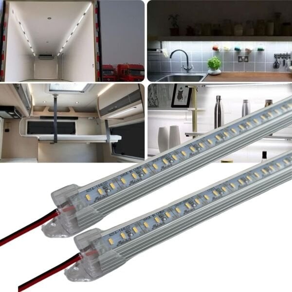 2 Adet Beyaz Işık Şeffaf Alüminyum Kasa Yüksek Lümen Bar Led 12 Volt