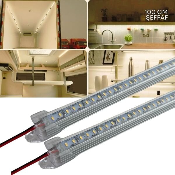 2 Adet Gün Işığı Şeffaf Alüminyum Kasa Yüksek Lümen Bar Led 12 Volt