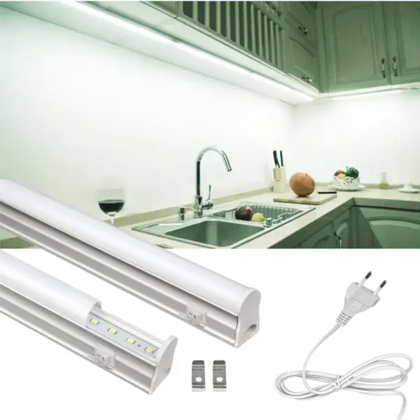 Beyaz Led Bant Armatür Floresan Tip Aç Kapa Butonlu Fişli
