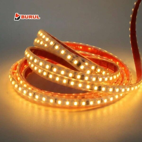 Amber Hortum Şerit Led Yapışkanlı 220v Yüksek Lümen Işık Anahtarlı ve Fişli